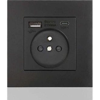 OEM Regleta De Alimentaci&oacute;n Tipo C + Usb 16a Tipo 86, N&uacute;mero De Tomas: 2 Orificios, N&uacute;mero De Puertos Usb: 1, N&uacute;mero De Puertos Tipo C: 1, Segura Y Establ