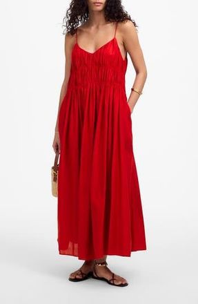 Madewell Textured V-Neck Midi Dress in Festival Red at Nordstrom Rack, Size Large