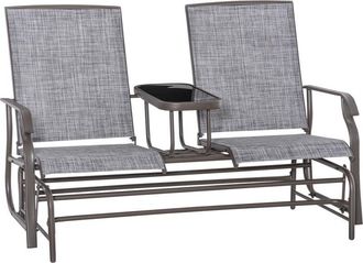 OUTSUNNY 2 Seater Rocker Double Rocking Chair Lounger Outdoor Garden Furniture Grey - Outsunny