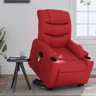 vidaXL Vidaxl - Sill&oacute;n Reclinable De Masaje De Pie Cuero Artificial Rojo