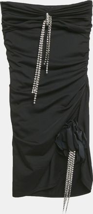 Area Area Black Jersey Crystal Embellished Strapless Mini Dress