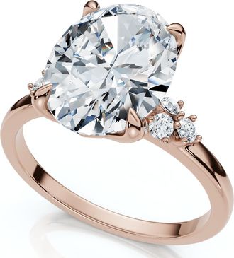 Pompeii3 3 1/10Ct Oval Carlie Diamond Engagement Ring 14k Gold or Platinum Lab Grown