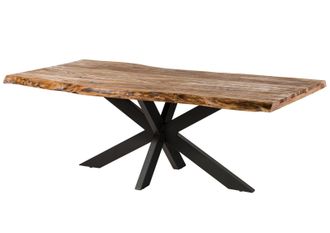 Massivmoebel24 Freeform 5 Tavolo Da Pranzo In Legno Di Sheesham - Sabbiato Natur / Gambe Incrociate Antracite Matt 200x100