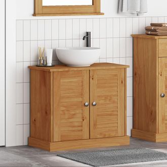 Berkfield Home Bathroom Vanity Units with Shelf with Storage with Door Honey brown Engineered wood