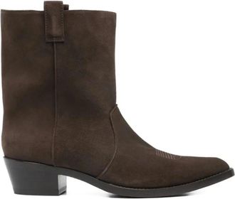 Khaite Clive 35 Enkellaarsjes - Dames - Cowboylaarzen - Bruin - 36 EU - Leer - Schoenen