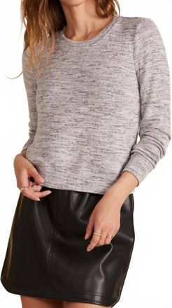 bobi Rib Crewneck Pullover Top In Heather Gray