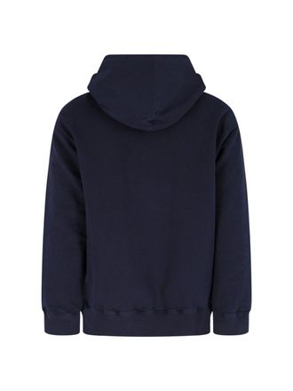 Maison Margiela Logo-Patch Cotton Hoodie - Navy