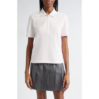 Thom Browne 4-Bar Cotton Piqué Polo in White at Nordstrom, Size 10 Us