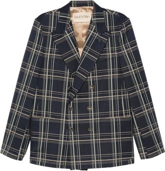 Valentino Garavani Blazer doppiopetto a quadri - Blu