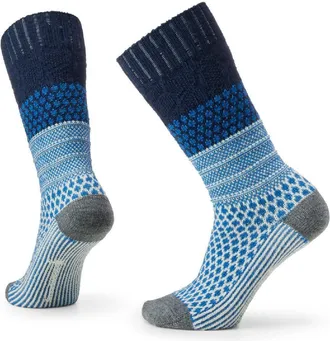 Smartwool Womens Everyday Popcorn Cable Crew Socks Blue XL