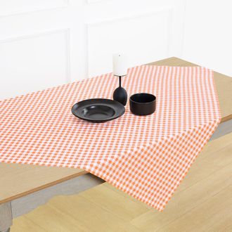 Solino Home Linen Table Throw - Gingham Check, 52 x 52, 52 x 52 in Muskmelon at Nordstrom, Size Medium