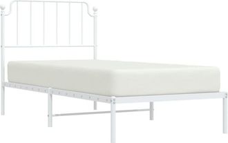 vidaXL Vidaxl - Metal Bed Frame without Mattress with Headboard White 90x200cm