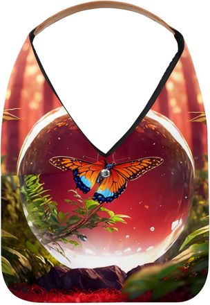 Generic Butterfly Crystal Ball Reusable Lightweight Grocery Bags - Foldable Into Compact Pouch, Washable & Sturdy, Multipurpose for Shopping and Travel