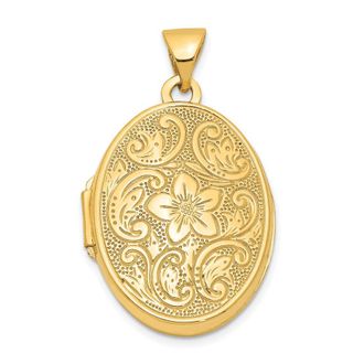 Diamond2Deal 14k Yellow Gold Scrolled Floral Locket Pendant