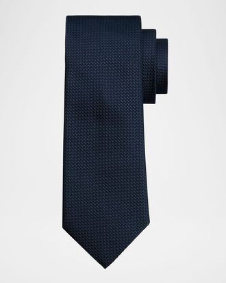 Canali Mens Textured Solid Silk Tie