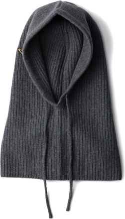 Prada Passamontagna con logo triangolo - Grigio
