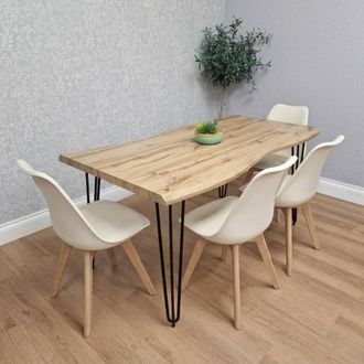 Kosy Koala 117cm Modern Dining Table & 4 Cream Chairs Set in Brown