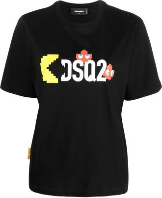 Dsquared2 Pac Man-print cotton T-shirt - women - Cotton - M - Black
