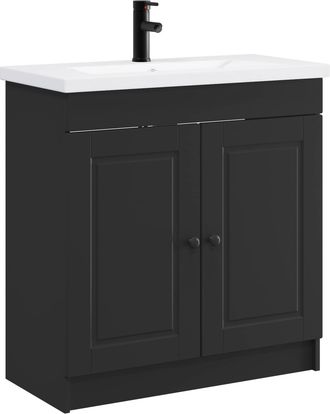 vidaXL Juego De Muebles De Ba&ntilde;o Negro 78,5 X 37,5 X 81 Cm Vidaxl