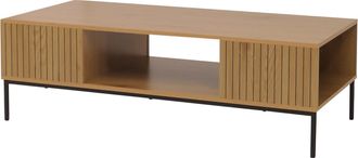 Hhg [nunca Usado] Mesa De Centro Hhg-294, Mesa Sof&aacute; Mesa Auxiliar Estante, Melamina Mdf 39x120x60cm, Naturaleza
