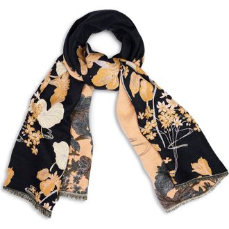 Saachi Floral Reversible Scarf in Cream Black at Nordstrom Rack