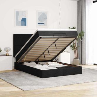 vidaXL Estructura Cama Otomana Colch&oacute;n Tela Negro 140x200cm Vidaxl