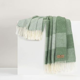 Lands Downunder Hampton Plaid Herringbone Throw in Olive at Nordstrom