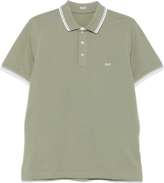 Fay Green Contrasting collar polo