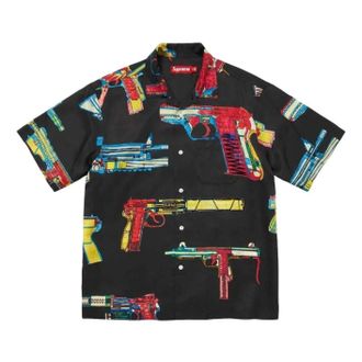 SUPREME SS26 Guns Silk S/S Shirt Black SUP-SS26-366-BLK