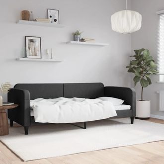 vidaXL Sof&aacute; Cama Sin Colch&oacute;n Tela Negro 90x200 Cm Vidaxl