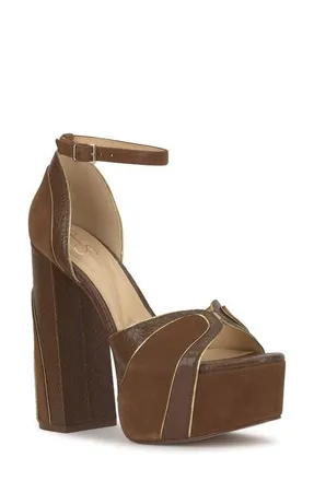 Jessica Simpson Avele Ankle Strap Block Heel Platform Sandal in Light Hickory at Nordstrom, Size 6.5