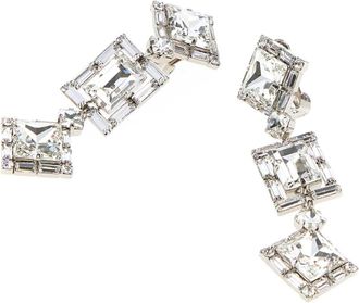 Alessandra Rich Womens Embellished Metal Earrings Crysilver Brass Glass