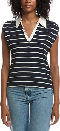Michael Stars Ester Stripe Power Shoulder Polo Shirt