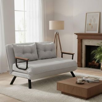 Dmora Sof&aacute; Cama 2 Plazas Calvin, Almacenaje, Reclinable, Brazos, 133x78 Cm Gris Claro