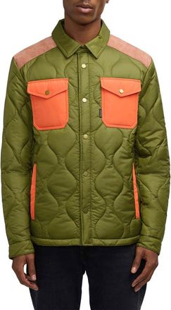 Scotch & Soda Ivik Quilted Shirt Jacket in Moss Green at Nordstrom Rack, Size X-Large