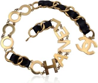 Chanel Pre-owned Metal belts - Dames - Vintage Accessoires - Geel - ONE Size - Leer - Vintage