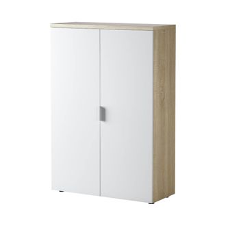 Dmora Armario Multifunci&oacute;n Dlupp, Armario Multiusos Con 2 Puertas, Zapatero Con 3 Baldas, Zapatero Moderno, 80x33h119 Cm, Roble Y Blanco - Dmora