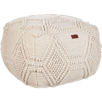 Beliani Puf Moderno Reposapi&eacute;s Tejido A Mano Otomana De Lana Beige 60 X 60 X 40 Cm Choim