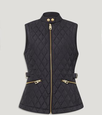 Belstaff Maeva Gilet Womens Quilted Recycled Nylon Black Size UK 10