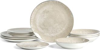 Christian Siriano Onyx 12pc Porcelain Dinnerware Set