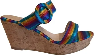 Brenda Zaro Womens Jacquard Wedge Sandal In Multicolor