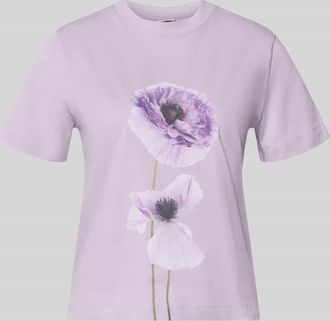 Stefanel T-Shirt mit Motiv-Print Modell FIORE in Flieder, Gr&ouml;&szlig;e XL