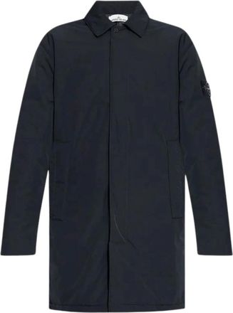 Stone Island Quilted Single-Breasted Coat - Heren - Mantel - Blauw - XL - Polyester - Jassen