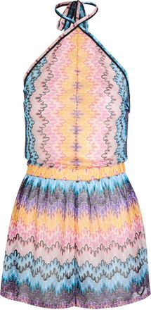 Missoni Zigzag-intarsia Fine-knit Playsuit - Multicoloured - 46 (UK16 / XL)