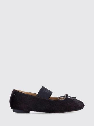 Maison Margiela Pony-Hair Leather Mary Janes with Bow and Round Toe