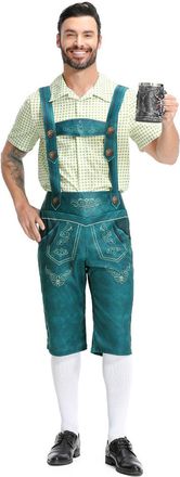 Generic Mens Bavarian Oktoberfest Lederhosen Costume for Adult Men (Light Green, XL)