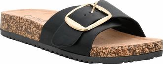 Corkys Footwear Womens Road Trip Cork Footbed Slide Sandals In Black