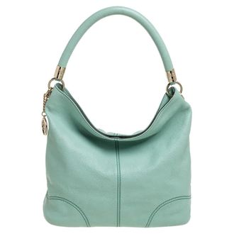 Lancel Mint Green Grained Leather Flair Hobo
