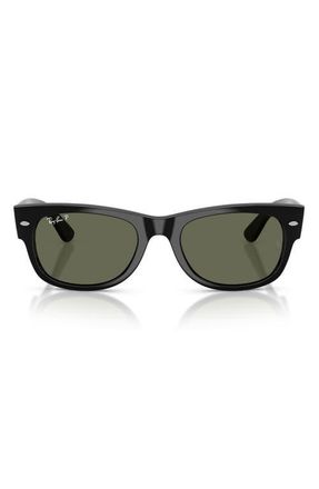Ray-Ban 52mm Mega Wayfarer II Polarized Square Sunglasses in Black /Green Polar at Nordstrom