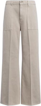 Dondup Amely Wide Broeken - Dames - Wijde Broeken - Beige - W27 - Katoen - Broeken